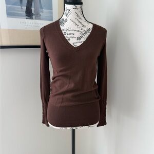 Zara Chocolate Brown V-Neck Sweater